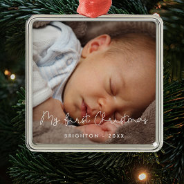 Niedlich Mein erstes Weihnachtsbaby-Foto Ornament Aus Metall