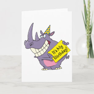 niedlich mein Geburtstag Rhino Party Feier Cartoon Karte