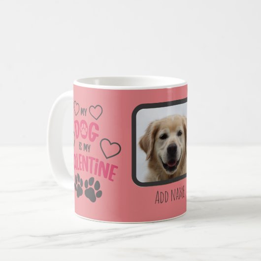 Niedlich Mein Hund ist mein Valentine mit Foto und Kaffeetasse (Vorderseite Links)