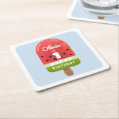 Niedlich Melon Popsicle 1. Geburtstag Rechteckiger Pappuntersetzer (angewinkelt)