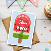 Niedlich Melon Popsicle Girl 2. Geburtstag Einladung