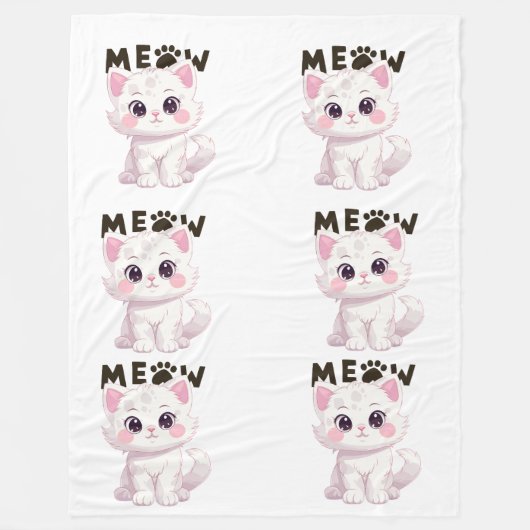 Niedlich Meow Cat Blanket Fleecedecke (Vorderseite)