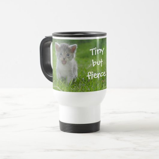 Niedlich Meow Kitten Tiny aber Fierce Reisebecher (Vorderseite Links)
