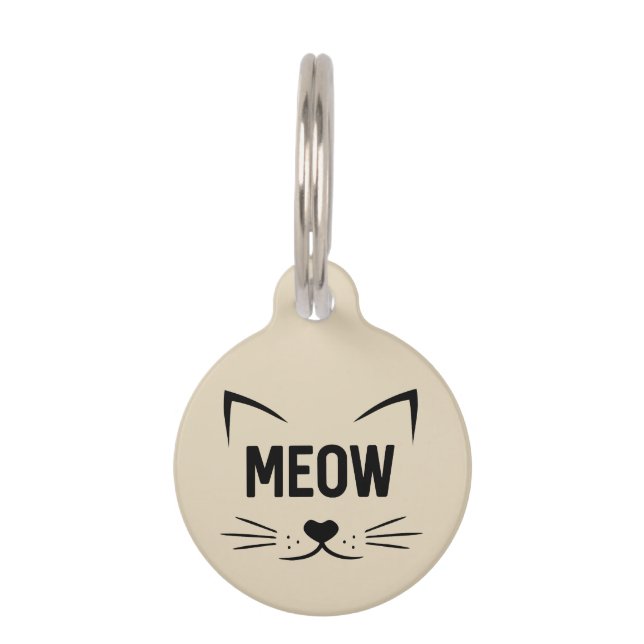 Niedlich Meow Personalisiert Cat Tag Haustiermarke (Vorderseite)