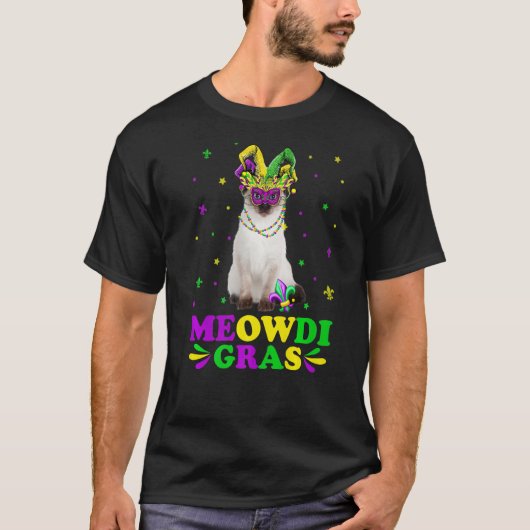 Niedlich Meowdi Gras Siamese Katze Karneval Mask M T-Shirt (Vorderseite)