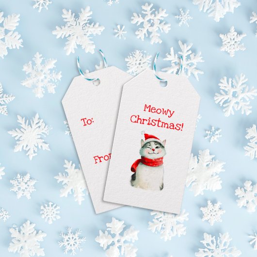 Niedlich Meowy Cat Weihnachtsgeschenk Tag Geschenkanhänger