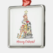 Niedlich Meowy Catmas Katzen Weihnachtsbaum Ornament Aus Metall (Links)