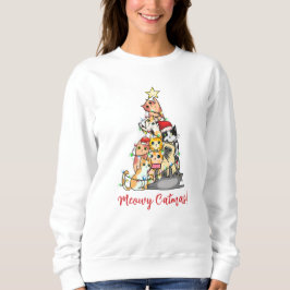 Niedlich Meowy Catmas Weihnachtsbaum Sweatshirt