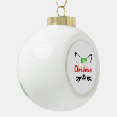 Niedlich Meowy Christmas Cat Face  Keramik Kugel-Ornament (Links)