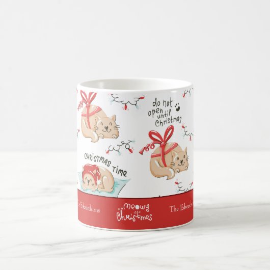 Niedlich Meowy Christmas Kitty Cat Pattern Kaffeetasse (Mittel)