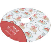 Niedlich Meowy Christmas Kitty Cat Pattern Weihnac Polyester Weihnachtsbaumdecke (Schrägansicht)