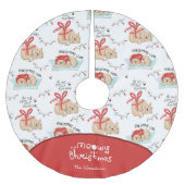 Niedlich Meowy Christmas Kitty Cat Pattern Weihnac Polyester Weihnachtsbaumdecke (Vorderseite)