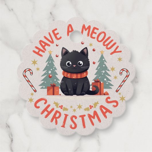 Niedlich Meowy Christmas Purfect Black Cat Geschenkanhänger (Rückseite)