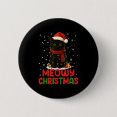 Niedlich Meowy Weihnachten Weihnachtsmannmütze Fun Button (Vorderseite)