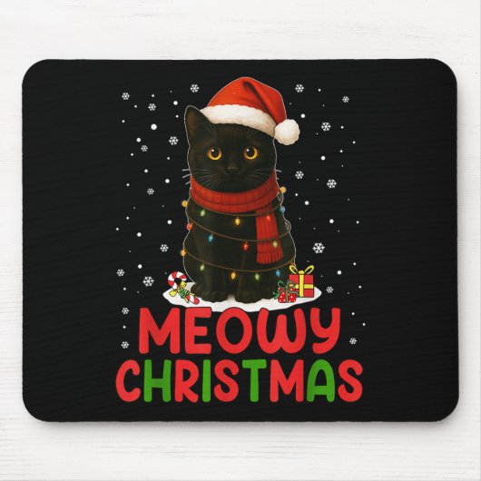 Niedlich Meowy Weihnachten Weihnachtsmannmütze Fun Mousepad (Vorne)