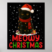 Niedlich Meowy Weihnachten Weihnachtsmannmütze Fun Poster (Vorne)