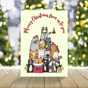 Niedlich Meowy Weihnachts-Cartoon Katzen Feiertagskarte