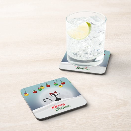 Niedlich Meowy Weihnachtsgetränk Coaster Getränkeuntersetzer (Rechte Seite)
