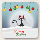 Niedlich Meowy Weihnachtsgetränk Coaster Getränkeuntersetzer (Vorderseite)