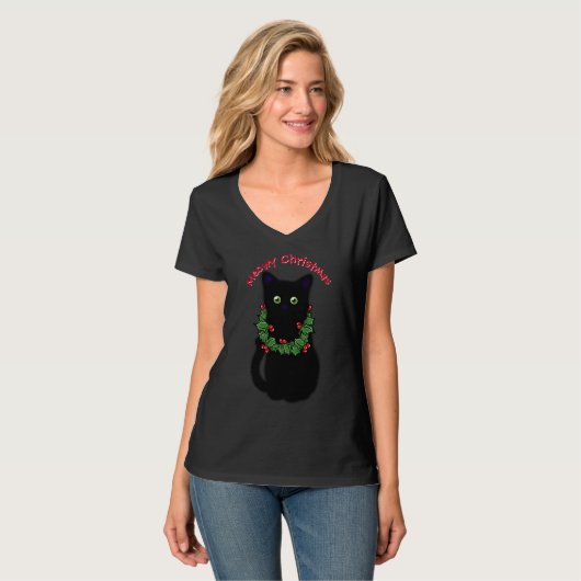 Niedlich Meowy Weihnachtskitty T-Shirt (Vorderseite Vollansicht)