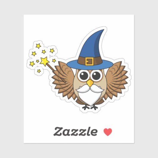 Niedlich Merlin the Wizard Owl Cartoon Aufkleber (Blatt)