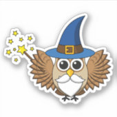 Niedlich Merlin the Wizard Owl Cartoon Aufkleber (Vorderseite)