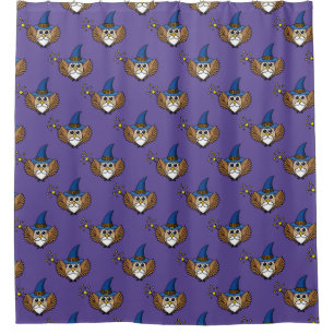 Niedlich Merlin the Wizard Owl Cartoon Duschvorhang