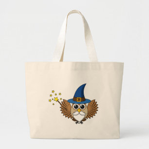 Niedlich Merlin the Wizard Owl Cartoon Jumbo Stoffbeutel