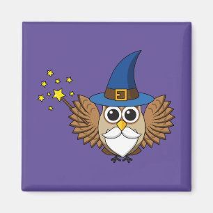 Niedlich Merlin the Wizard Owl Cartoon Magnet