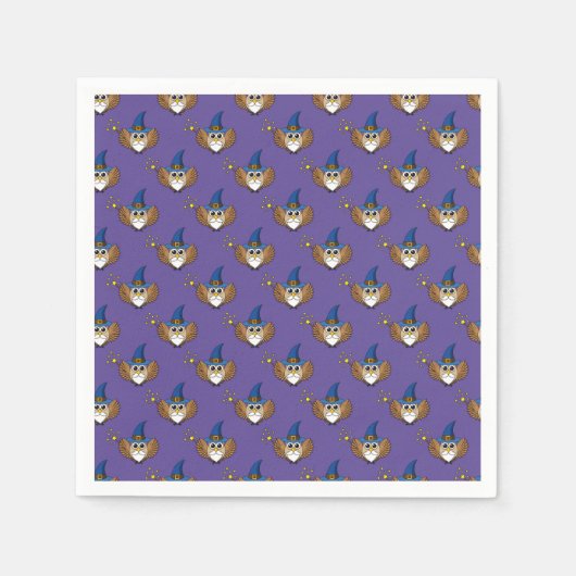 Niedlich Merlin the Wizard Owl Cartoon Serviette (Vorderseite)
