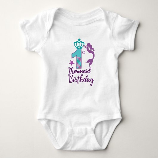 Niedlich Mermaid 1. Geburtstag Baby Strampler (Vorderseite)