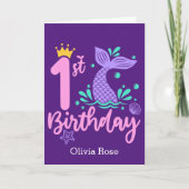 Niedlich Mermaid 1. Geburtstag Karte (Vorderseite)