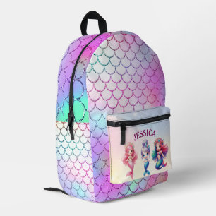 Niedlich Mermaid 4Th Personalisierter Name Bedruckter Rucksack