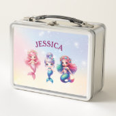 Niedlich Mermaid 4Th Personalisierter Name Metall Brotdose (Vorderseite)