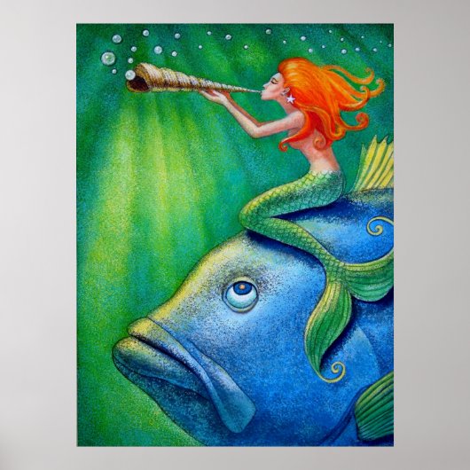 Niedlich Mermaid Art Poster (Vorne)