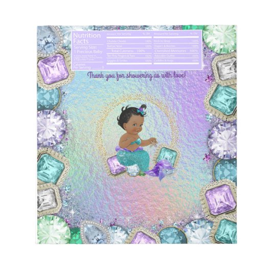 Niedlich Mermaid Baby Showdusche Candy Bar Wrapper Notizblock (Vorderseite)