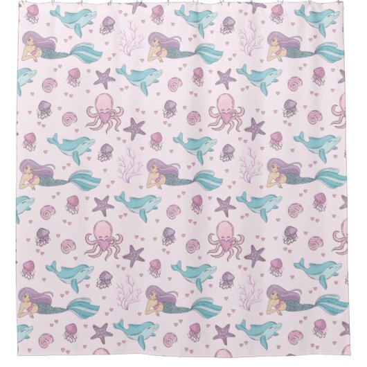 Niedlich Mermaid Duschvorhang (Vorderseite)