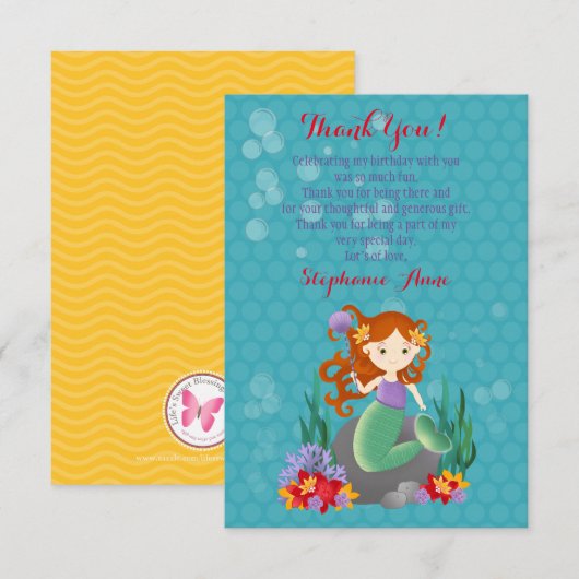 Niedlich Mermaid Einladung (Vorne/Hinten)