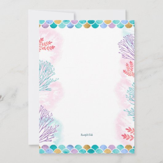 Niedlich Mermaid Einladung (Rückseite)