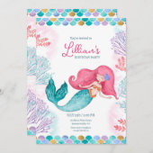 Niedlich Mermaid Einladung (Vorne/Hinten)