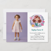Niedlich Mermaid Foto Kindergeburtstag Party Einladung (Vorderseite)