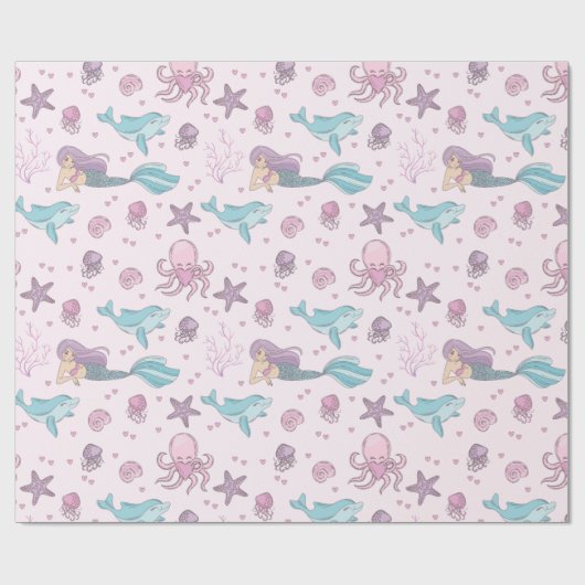 Niedlich Mermaid Geschenkpapier (Flach)