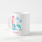 Niedlich Mermaid Girl Beach Narwhal Monogram Kids Kaffeetasse (Vorderseite Links)