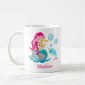 Niedlich Mermaid Girl Beach Narwhal Monogram Kids Kaffeetasse (Links)