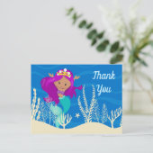 Niedlich Mermaid Girl Custom Kids Danke Postkarte (Stehend Vorderseite)