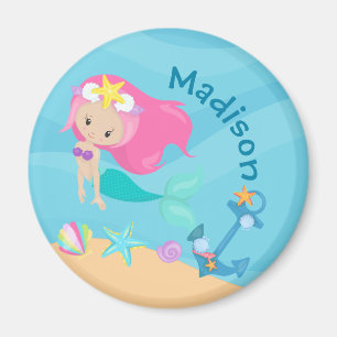 Niedlich Mermaid Girl Personalisiert Beach Magnet