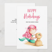 Niedlich Mermaid Happy Holidays Feiertagskarte (Vorne/Hinten)