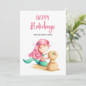 Niedlich Mermaid Happy Holidays Feiertagskarte (Stehend Vorderseite)