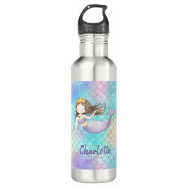 Niedlich Mermaid Individuelle Name Edelstahlflasche