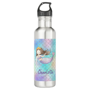Niedlich Mermaid Individuelle Name Edelstahlflasche